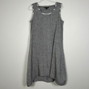 Marco Polo women size 12 midi dress sleeveless 100% linen gray lagenlook